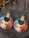 Wooden Flower Round Shape Earrings