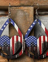 US Flag Pattern Wooden Earrings