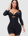 Full Size Zip Up Lace Detail Long Sleeve Shapewear