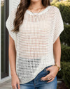 Openwork Round Neck Short Sleeve Cover-Up