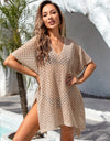 Angel Wings Openwork Slit Scoop Neck Cover Up