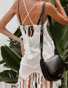 Tassel Openwork Spaghetti Strap Cover Up Dress