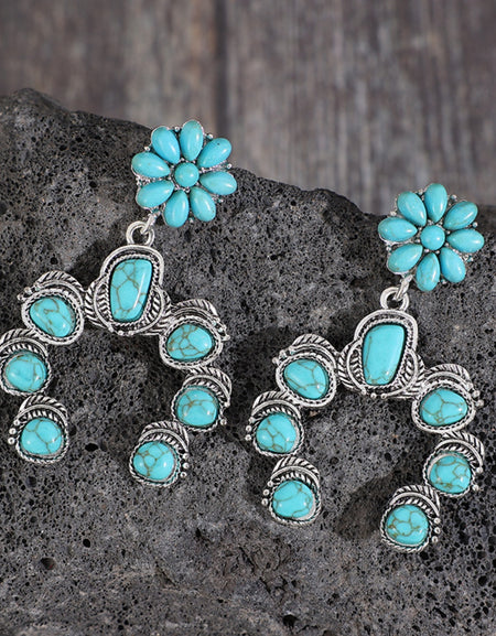 Artificial Turquoise Alloy Dangle Earrings