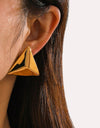 Stainless Steel 3D Triangle Earrings