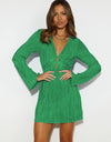 Tied Plunge Flare Sleeve Mini Dress