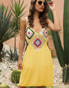 Geometric V-Neck Spaghetti Strap Cover Up Dress