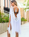 Tassel Cutout Half Sleeve Cover-Up