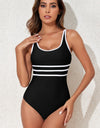 Contrast Trim Scoop Neck One-Piece Swimwear