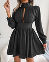 Cutout Turtleneck A-Line Mini Dress