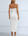 Cutout Strapless Drawstring Detail Split Bandage Dress