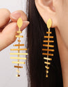 Titanium Steel Fishbone Shape Earrings