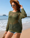 Heart Openwork Long Sleeve Cover-Up