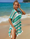 Angel Wings Tassel Openwork Striped V-Neck Cover Up