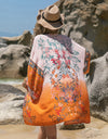 Printed Open Front Long Sleeve Cover-Up