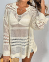 Cutout Notched Long Sleeve Cover-Up