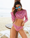 Printed Long Sleeve Top and Brief Swim Set