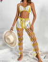 Cutout Halter Neck Top and Pants Two-Piece Swim Set