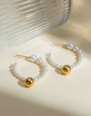 Stainless Steel Synthetic Pearl C-Hoop Earrings