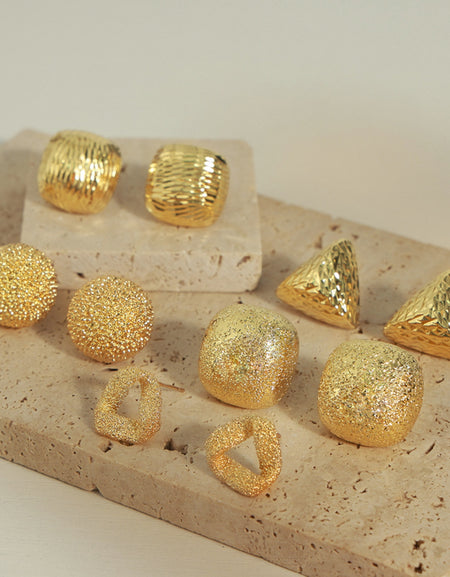 Gold-Plated Geometric Stud Earrings