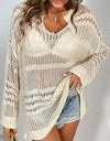 Cutout Notched Long Sleeve Cover-Up