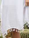 Tassel Cutout Half Sleeve Cover-Up