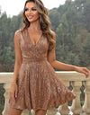 Sequin Surplice Neck Sleeveless Dress