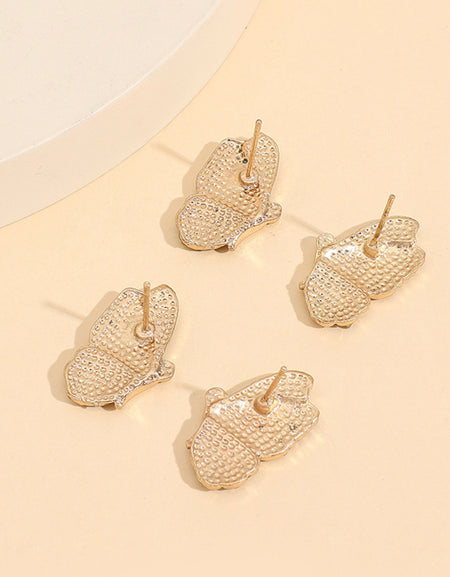 2 Piece Rhinestone Alloy Butterfly Stud Earrings