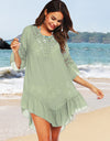 Backless Cutout Three-Quarter Sleeve Cover Up