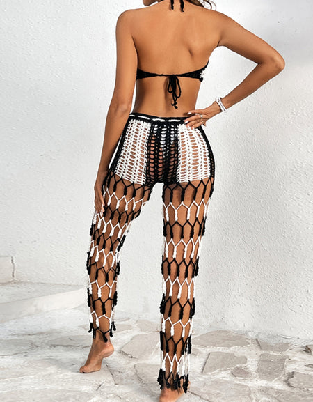 Cutout Halter Neck Top and Pants Two-Piece Swim Set