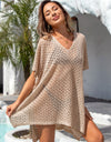 Angel Wings Openwork Slit Scoop Neck Cover Up