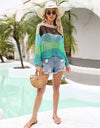 Angel Wings Color Block Openwork Boat Neck Cover Up