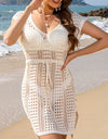 Openwork V-Neck Cap Sleeve Cover-Up