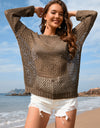 Heart Openwork Long Sleeve Cover-Up