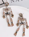 Skeleton Shape Glass Stone Dangle Earrings