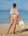 Angel Wings Cutout Striped Cover-Up with Tassel