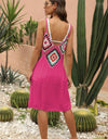 Geometric V-Neck Spaghetti Strap Cover Up Dress