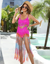 Fringe Scoop Neck Spaghetti Strap Cover-Up