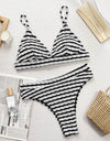 Striped V-Neck Two-Piece Swim Set