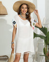 Tassel Boat Neck Flutter Sleeve Cover Up