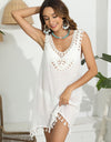 Tassel Scoop Neck Wide Strap Cover-Up