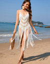 Fringe Openwork Spaghetti Strap Cover-Up