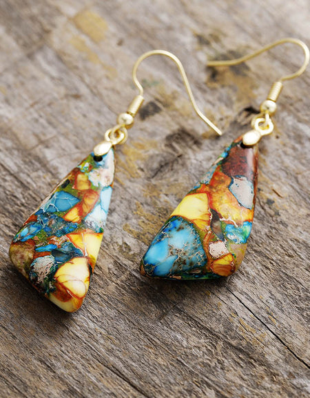 Emperor-Stone Geometric Earrings