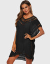 Cutout V-Neck Short Sleeve Cover-Up