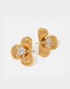 Stainless Steel Zircon Flower Shape Earrings