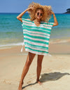 Angel Wings Tassel Openwork Striped V-Neck Cover Up