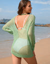 Backless Boat Neck Long Sleeve Cover Up