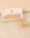 3 Piece Gold-Plated Stainless Steel Earrings