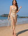 Fringe Openwork Spaghetti Strap Cover-Up