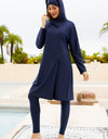 Cap, Long Sleeve Hooded Top and Pants Swim Set