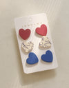 3 Piece Acrylic Heart Stud Earrings